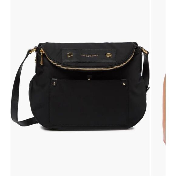 Marc Jacobs Preppy Nylon Messenger Bag Black Gold $200 - Picture 1 of 15